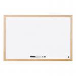 Bi-Office Non Magnetic Melamine Whiteboard Pine Wood Frame 600x400mm - MP03001010 49148BS