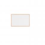 This image showcases a sturdy, non-magnetic whiteboard with a sleek pine wood frame. Measuring 600x400mm, it is perfect for home or office use. The melamine surface is ideal for dry-erase markers, making it a versatile and functional addition to any workspace.