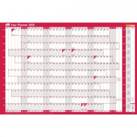 Sasco 2025 Original Year Wall Planner 915W x 610mmH With Wet Wipe Pen & Sticker Pack Unmounted - 2410239 49657AC