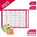 Sasco 2025 Original Year Wall Planner 915W x 610mmH With Wet Wipe Pen & Sticker Pack Unmounted - 2410239 49657AC