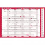 Sasco 2025 EU Year Wall Planner 915W x 610mmH With Wet Wipe Pen & Sticker Pack Board Mounted - 2410246 49692AC