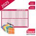 Sasco 2025 Staff Year Wall Planner 915W x 610mmH With Wet Wipe Pen & Sticker Pack Unmounted - 2410253 49720AC