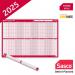 Sasco 2025 Staff Year Wall Planner 915W x 610mmH With Wet Wipe Pen & Sticker Pack Unmounted - 2410253 49720AC