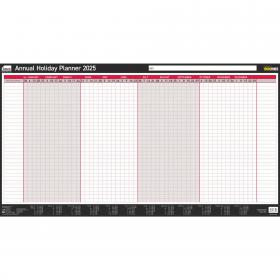 Sasco 2025 Annual Holiday Year Wall Planner 750W x 410Hmm With Wet Wipe Pen & Sticker Pack Unmounted - 2410254 49727AC