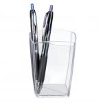 The picture shows a sleek and organized desk set from CEP Office Solutions. The set includes a tidy tray, paper clip holder, pen holder, and a pencil pot, all made from transparent crystal material. The CepPro branding is prominently displayed on each piece. The desk set exudes professionalism and modernity, making it a perfect addition to any office space.