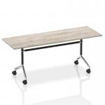 Dynamic Impulse 1800mm Flip Top Rectangular Table Grey Oak Finish Silver Frame - I004316 50091DY