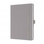 Sigel Jolie Notebook A5 Hardcover A5 152x203x19mm Fabric Cover 192 100gsm Ruled Pages With Pen Loop & Elastic Fastener Pearl Grey - JN403 50721SG