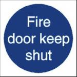 SECO Mandatory Safety Sign Fire Door Keep Shut Self Adhesive Vinyl 100 x 100mm - M014SAV-100X100 50870SS