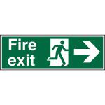 Seco Safe Procedure Safety Sign Fire Exit Man Running and Arrow Pointing Right Self Adhesive Vinyl 450 x 150mm - SP121SAV-450X150 50891SS