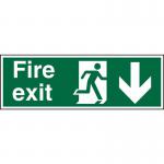 SECO Safe Procedure Safety Sign Fire Exit Man Running and Arrow Pointing Down Self Adhesive Vinyl 450 x 150mm - SP124SAV-450X150 50898SS