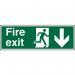 SECO Safe Procedure Safety Sign Fire Exit Man Running and Arrow Pointing Down Self Adhesive Vinyl 450 x 150mm - SP124SAV-450X150 50898SS