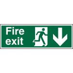 Seco Safe Procedure Safety Sign Fire Exit Man Running and Arrow Pointing Down Self Adhesive Vinyl 450 x 150mm - SP124SAV-450X150 50898SS