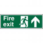 SECO Safe Procedure Safety Sign Fire Exit Man Running and Arrow Pointing Up Self Adhesive Vinyl 450 x 150mm - SP129SAV-450X150 50905SS