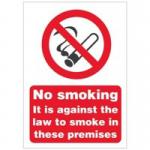 SECO Prohibition Safety Sign No Smoking It Is Against The Law To Smoke In These Premises A5 Self Adhesive Vinyl - SB003SAV-A5 50912SS