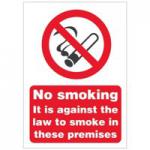 Seco Prohibition Safety Sign No Smoking It Is Against The Law To Smoke In These Premises A5 Self Adhesive Vinyl - SB003SAV-A5 50912SS