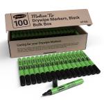 Show-me Drywipe Marker Medium Tip Slim Barrel Black (Pack 100) - CP100 51134EA