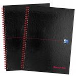 Black n Red Wirebound Glossy Hardback Notebook Ruled 140 Pages Perforated Black A4 (Pack 2) - 400155309 52058HB