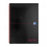 Black n Red Wirebound Glossy Hardback Notebook Ruled 140 Pages Perforated Black A4 (Pack 2) - 400194794 52072HB