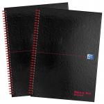 Black n Red Wirebound Glossy Hardback Notebook Ruled 140 Pages Recycled A4 (Pack 2) - 400194990 52079HB