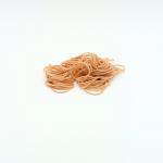 A close-up photograph of a pack of ValueX Rubber Bands, boasting a natural color and measuring 1.5x51mm each. The pack weighs 454g and is labeled as RB14454NAT 53712LM.