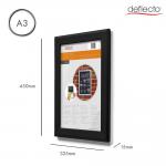 Deflecto A3 Wall Mounted 25mm Aluminium Snap Frame Literature Display Sign Holder Black - SFA3B