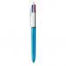 Bic 4 Colours Shine Ballpoint Pen 1mm Tip 0.32mm Line Blue Barrel BlackBlueGreenRed Ink (Pack 12) - 982874 