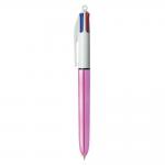 Bic 4 Colours Shine Ballpoint Pen 1mm Tip 0.32mm Line Pink Barrel Black/Blue/Green/Red Ink (Pack 12) - 982875 54146BC