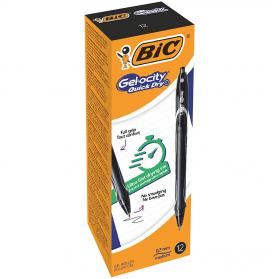 Bic Gel-ocity Quick Dry Gel Retractable Rollerball Pen 0.7mm Tip 0.3mm Line Black (Pack 12) - 949873 54202BC