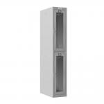 Phoenix PLC Series 1 Column 2 Door Personal Locker With Clear View Door and Key Lock Grey - PLC1230GGK