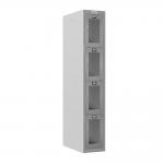 Phoenix PLC Series 1 Column 4 Door Personal Locker With Clear View Door and Key Lock Grey - PLC1430GGK