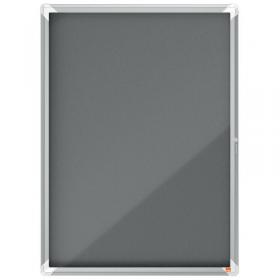 Nobo Premium Plus Grey Felt Lockable Noticeboard Display Case 9 x A4 709x970mm 1915330 54856AC