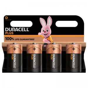 Duracell Plus D Alkaline Batteries Pack 4 MN1300B4PLUS 55420AA