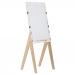 In the photo, there is a professional-looking easel standing tall on its sturdy legs. The easel is made of bi-silque material and has a sleek finish. The flipchart pad is attached to the top, ready for use. The overall size of the easel is 685x1800mm, providing ample space for presentations or brainstorming sessions. The easel is also easily portable with its lightweight construction. It would make a great addition to any office or conference room setting.