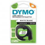 Dymo LetraTag Label Tape Paper 12mmx4m Black on White - S0721510 55882NR