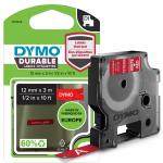 Dymo D1 Label Tape Durable 12mmx3m White on Red - 1978366 55931NR
