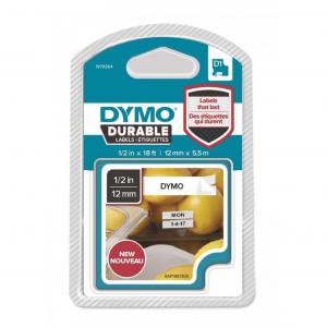 Dymo D1 Label Tape Durable 12mmx5.5m Black on White - 1978364 55945NR