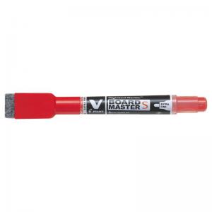 Pilot BeGreen V-Board Master Slim Drywipe Marker with Eraser Red Pack