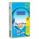 The image shows a pack of 20 Newell Brands Ballpoint Pens with the brand name Paper Mate InkJoy 100 displayed prominently. Each pen has a retractable tip with a 1.0mm size and writes a 0.7mm blue line. The pens are neatly arranged, displaying their sleek design and comfortable grip.