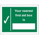 Seco Nearest First Aid Box Self Adhesive Vinyl Sign 200x150mm - SP075SAV-200X150 56216SS