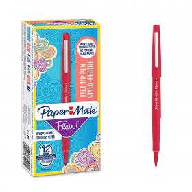 Paper Mate Flair Fibre Tip Pen Medium Point 0.7mm Red (Pack 12) S0190993 56274NR