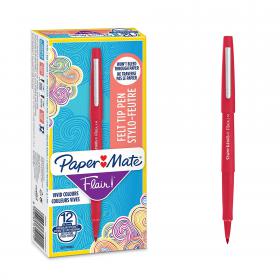 Paper Mate Flair Fibre Tip Pen Medium Point 0.7mm Red (Pack 12) S0190993 56274NR