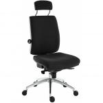 Teknik Office Ergo Plus Ergonomic Executive Operator Office Chair With Headrest and Premier Base Black - Certified For 24 Hour Use - 9700BLKR530 56279TK