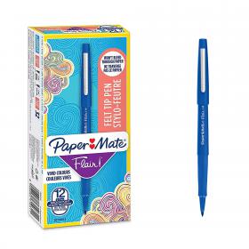 Paper Mate Flair Fibre Tip Pen Medium Point 0.7mm Blue (Pack 12) S0191013 56295NR