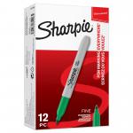 Sharpie Permanent Marker Fine Tip 0.9mm Line Green (Pack 12) - S0810960 56337NR
