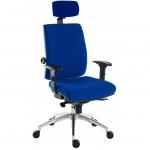 Teknik Office Ergo Plus Ergonomic Executive Operator Office Chair With Headrest and Comfort Adjustable Arms and Premier Base Blue - Certified For 24 H 56349TK