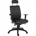 Teknik Office Ergo Plus Ergonomic Executive Operator PU Office Chair With Headrest Black - Certified For 24 Hour Use - 9700PUR510 56363TK