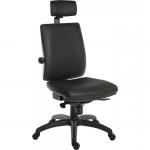 Teknik Office Ergo Plus Ergonomic Executive Operator PU Office Chair With Headrest and Comfort Adjustable Arms Black - Certified For 24 Hour Use - 970 56370TK