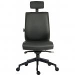 Teknik Office Ergo Plus Ergonomic Executive Operator PU Office Chair With Headrest and Apex Adjustable Arms Black - Certified For 24 Hour Use - 9700PU 56377TK