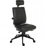 Teknik Office Ergo Plus Ergonomic Executive Operator PU Office Chair With Headrest and Comfort Adjustable Arms and Ultra Base Black - Certified For 24 56391TK