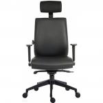 Teknik Office Ergo Plus Ergonomic Executive Operator PU Office Chair With Headrest and Apex Adjustable Arms and Ultra Base Black - Certified For 24 Ho 56398TK